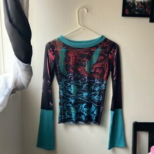 Multicolor Graphic Long Sleeve Top